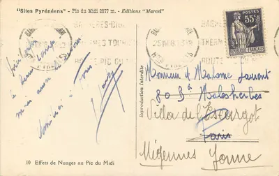 Effets de Nuages au Pic du Midi — Sites Pyrénéens — Editions 'Marcel' n°10 — Rewers