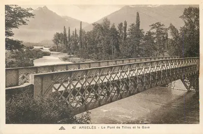 Argelès - O Ponte de Tillos e o Gave — editor C'° Alsacienne d'Arts Photomécaniques, Strasbourg