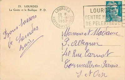 Lourdes — Grota i Bazylika — Wydawnictwo P. Doucet — Rewers