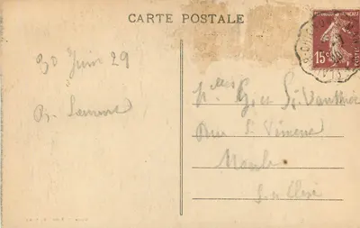 La Roche-Guyon — Zamek zbudowany w 998 roku i odnowiony na końcu XII wieku — Fotografia H. Lefebvre — Rewers