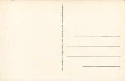 Capela do Martírio de São Denís — Vitrais representando o Martírio e o Milagre de São Denís — Reproduções A. Bregier, Paris — Verso