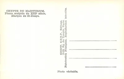 Krypta Martyrium — Skulptura z XIII wieku, Martyrium św. Denysa — Greff, S.E.R.P., Wydawca, Paryż — Rewers