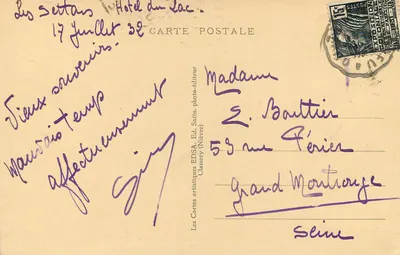 Les Settons (Nièvre) — Vista da Digue — E DSA, n° 500 bis — Verso