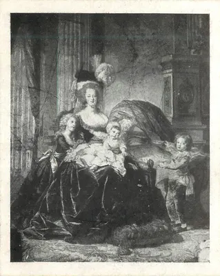 Retrato de Marie-Antoinette com seus filhos — gravura — J. Leveurey 1759-1842