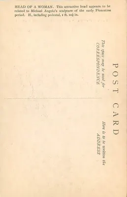 Głowa kobiety — szkoła Michała Anioła, pierwsza połowa XVI wieku — Victoria and Albert Museum, seria A.7, Oxford University Press — Rewers