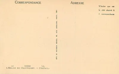 Portal da Igreja do Marthuret — Riom — Imp. Levy, Paris — Verso