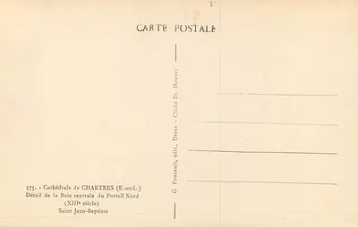 Święty Jan Chrzciciel — szczegół centralnej łuki w portalu północnym — Katedra Chartres (E-et-L.) — Rewers