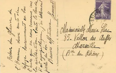 Dauphiné - LA MEIJE — O Grande pico (3987 m.) e o glaciar de La Meije — A. Mollaret-Grenoble — Verso