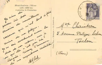 Mont-Genève - O Inverno (Alt. 1860 m.) — à esquerda, o Chaberton — Photo Wax — Briançon (Var) — Verso