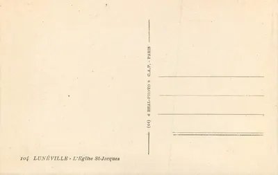 Lunéville - A Igreja de São Jacó — C.A.P. Photo, Paris — Verso