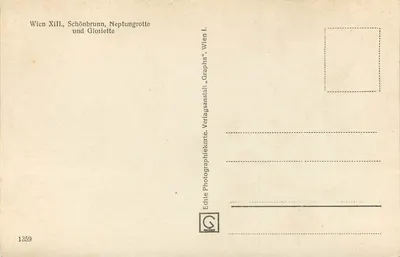 Schönbrunn, Neptungrotte e Gloriette — Viena XII — Edição Photographiekarte, Grapha — Verso
