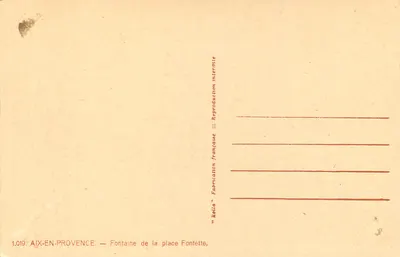 Fonte da praça Fontette — Aix-en-Provence — Rella — Verso
