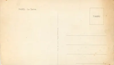 Paris - A Sena — Ponte da Concórdia — editor M. F. Paris — Verso