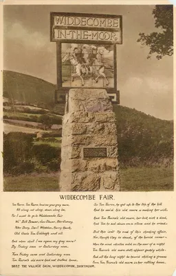Widdecombe-in-the-Moor — Tablica miejscowości i wiersz — E.A. Sweetman & Son, seria 'Solograph' n°5837
