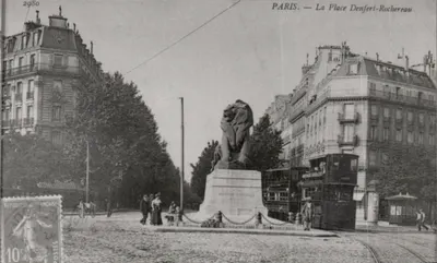 Paris 14 REPRODUCTION - Lion of Belfort - Place Denfert Rochereau - Vintage Postcard
