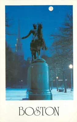 Statue équestre de Paul Revere — nuit sous la lune — éditeur Mike Roberts Color Productions