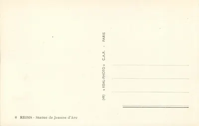 Reims — Estátua de Joana d'Arc — C.A.P. Paris — Verso