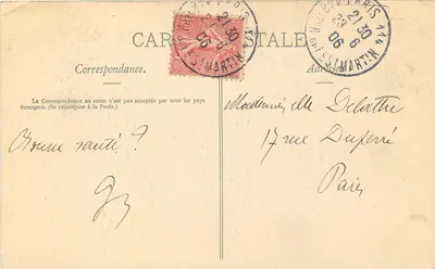 Katedra w Reims — Lewa łukowa część Wielkiego Portalu — Wydawca C. P. O. nr 68 — Rewers