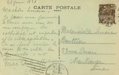 Reims — Katedra — Uśmiech Reims — A. Quentinet, wydawca n°82 — Rewers