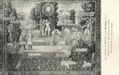 Castelo de Montal — Tapeçaria da sequência da Grande Sala do primeiro andar — Livraria Pertuel, St-Céré (Lot)