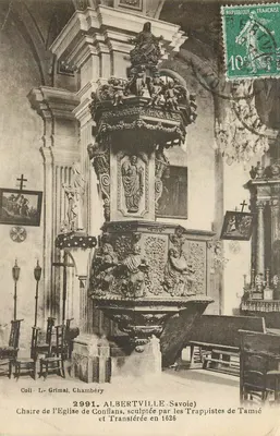 Cadeira da Igreja de Conflans — esculpida pelos Trappistas de Tamié em 1626 — Albertville, Savoie
