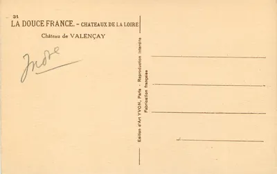 Castelo de Valençay — Edição de Arte Yvon, Paris — n°31 — Verso