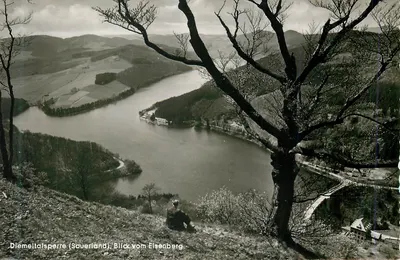 Diemeltalsperre (Sauerland) — Vista desde o Eisenberg — Editor Grobbel, n° 7860