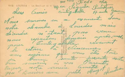 Lourdes — Bazylika i rzeka Gave — Wydawnictwo artystyczne « FLOR » — Rewers