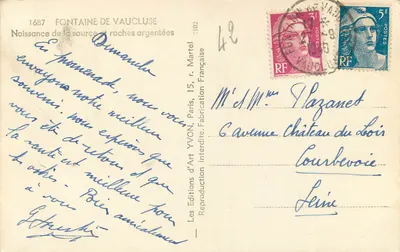 Fontaine de Vaucluse — Nascer da fonte e rochas prateadas — Les Éditions d'Art Martel — Verso