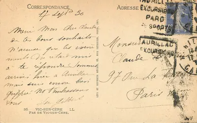 Cachoeira em um canyon — editor Lévy et Neurdein Réunis, Paris, n° 30 — Verso