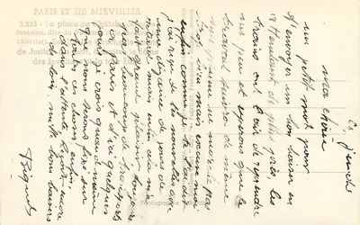Paryż i jego cuda — Plac Châtelet — Wydawnictwo Guy, nr 3.235 — Rewers