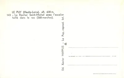 Le Puy (Haute-Loire) — De Rocher Saint-Michel met de trapsgeworpen trap (268 treden) — NANY — Achterkant