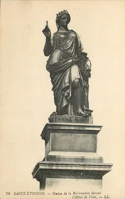 Saint-Étienne — Estátua da Rubannerie diante do Hotel de Ville — LL. — n°70