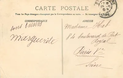 Arredores de Saint-Étienne — A Loire no Pertuiset — O Ponte — Editora: P. Prinquette & Fils, Loire — Verso