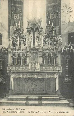 Valfleury (Loire) — O Maître-Autel e a Virgem Milagrosa — Edit. J. Zaugg - St-Etienne n°939
