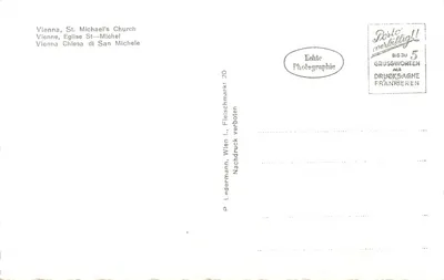 Viena I. Michaeler Burgtor — Michaeler Kirche — P. Ledermann, Viena I., Fleischmarkt 20 — Verso