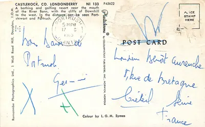 Castlerock, Co. Londonderry — vista costeira com passeios — Ranscombe Photographic Ltd. n° P45622 — Verso