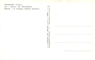 Charlieu (Loire) — Abadia dos Beneditinos — tympan do Cristo glorioso — Combier Imp. Macon — Verso