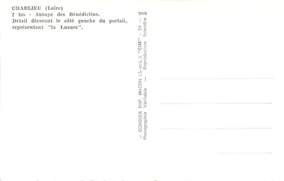 Charlieu (Loira) — Abp. Benedyktynów, szczegół portalu przedstawiającego 'Luxurę' — Combier, Wyd. Macon (S.-et-L.) — Rewers
