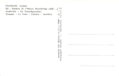 Charlieu (Loire) — Abadia Beneditina — tympan da Transfiguração e do Sacríficio — Combier, Mâcon — Verso