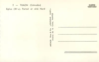 Thaon (Calvados) — Igreja (século XI), Portal e lado Norte — Éditions Gaby, Nantes — Verso