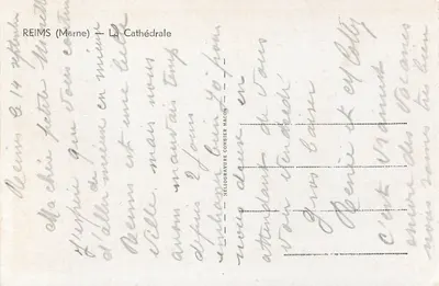 Reims (Marne) — Katedra — Héliogravure Combier Macon — Rewers