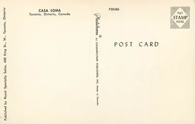 Casa Loma — Toronto, Ontario, Kanada — wydawca: Colourpicture Publishers, Inc. — Rewers
