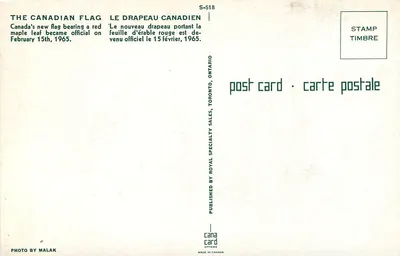 Torre da Assembleia Nacional — bandeira canadense — Royal Specialty Sales, Ottawa — Verso