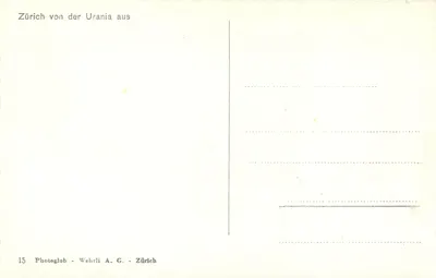 Zürich — uitzicht vanaf de Urania — Photoglob-Wehrli A.G. — Achterkant