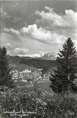 Einsiedeln — vista do vilarejo e das Alpes Glärnisch — J. Gaberell AG., Photo-Verlag, Thalwil, n° 54