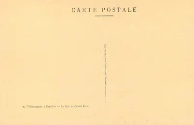 Le Lot no Grand Rieu — De D'Entraygues a Espalion — editor: Soc. Ind. dos Artes Gráficas, Toulouse — Verso