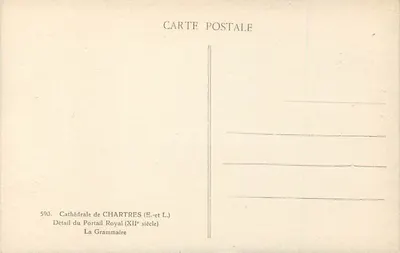 Catedral de Chartres — Detalhe do Portal Real — A Gramática — Editor L. (n° 590) — Verso