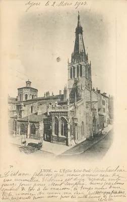 Stara pocztówka Lyon — kościoł św. Pawła (kartka 1900)