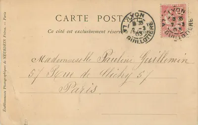 Stara pocztówka Lyon — kościoł św. Pawła (kartka 1900) — Rewers